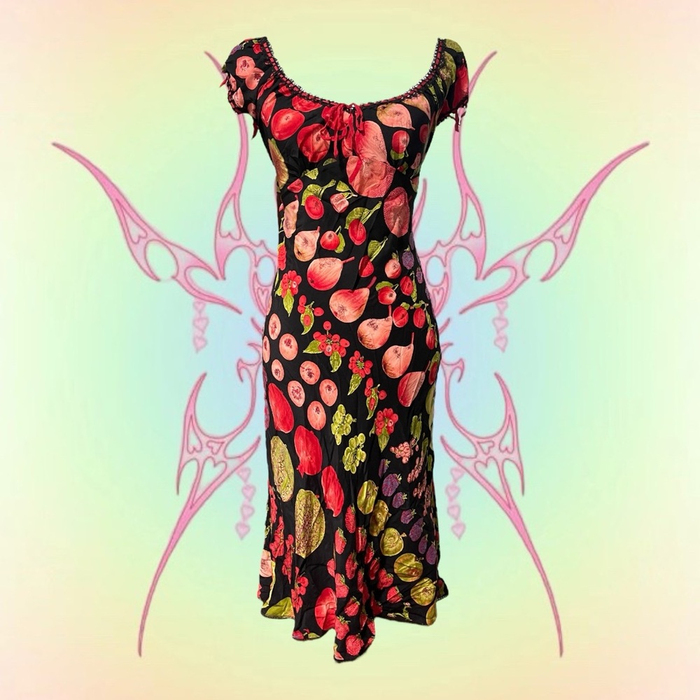 90s Betsey Johnson Ribbon Fruit Dress